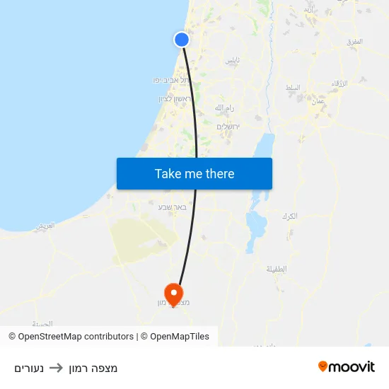 נעורים to מצפה רמון map