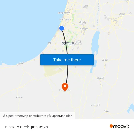 מ.א. גדרות to מצפה רמון map