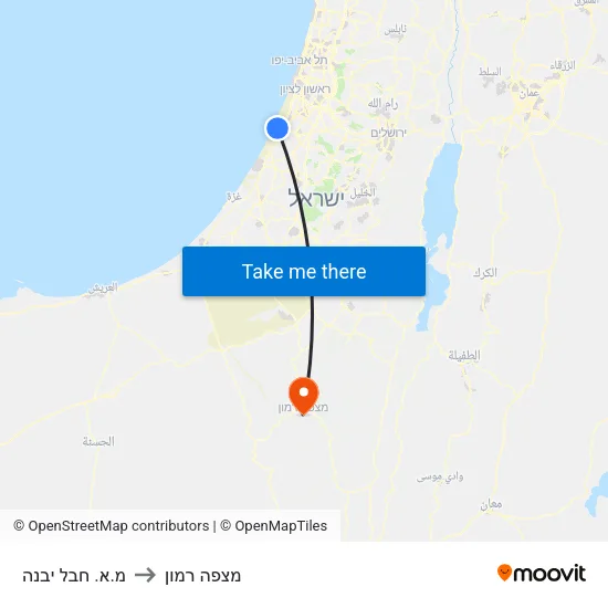 מ.א. חבל יבנה to מצפה רמון map