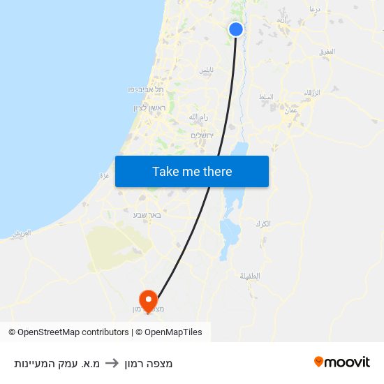 מ.א. עמק המעיינות to מצפה רמון map