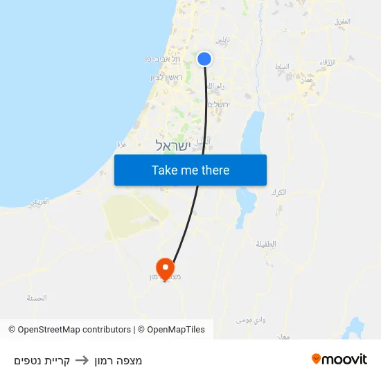 קריית נטפים to מצפה רמון map