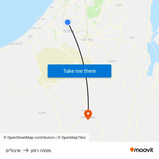 שיבולים to מצפה רמון map