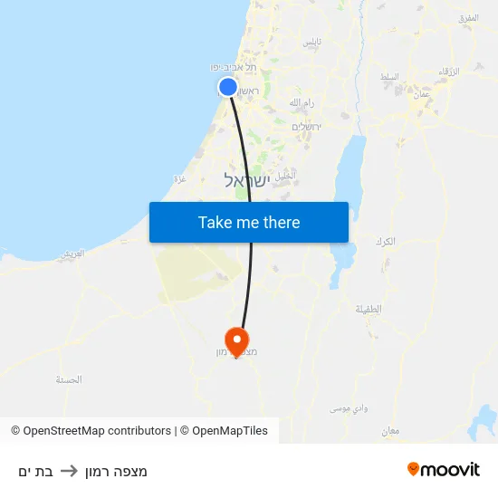 בת ים to מצפה רמון map