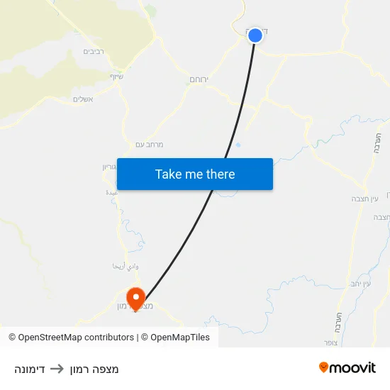 דימונה to מצפה רמון map