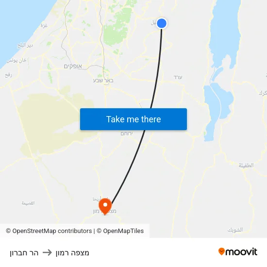 הר חברון to מצפה רמון map