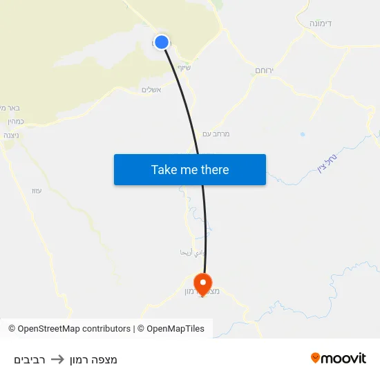 רביבים to מצפה רמון map