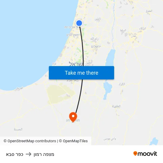 כפר סבא to מצפה רמון map