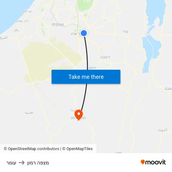 עומר to מצפה רמון map