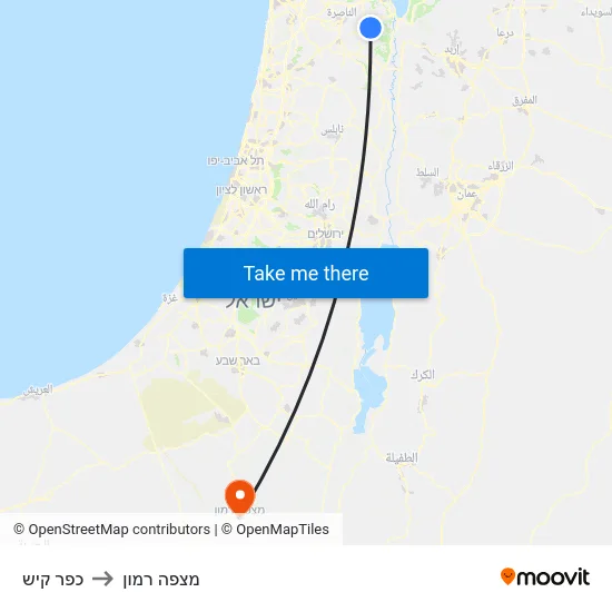 כפר קיש to מצפה רמון map