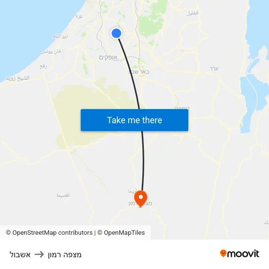 אשבול to מצפה רמון map