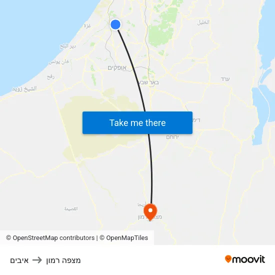 איבים to מצפה רמון map