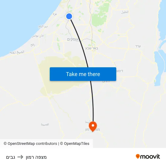 גבים to מצפה רמון map