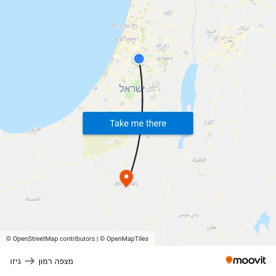 גיזו to מצפה רמון map