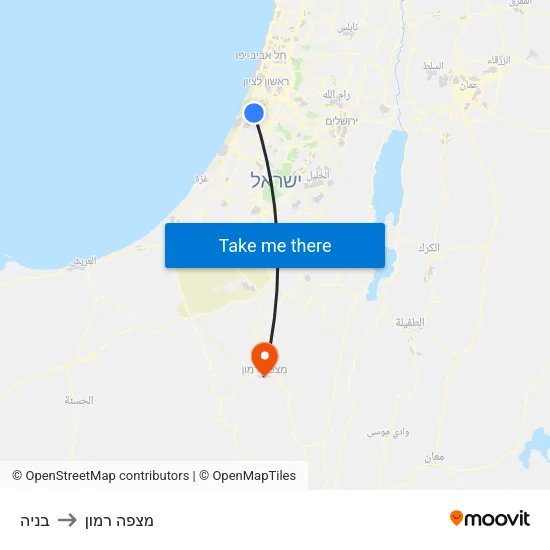 בניה to מצפה רמון map