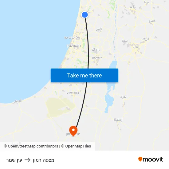 עין שמר to מצפה רמון map