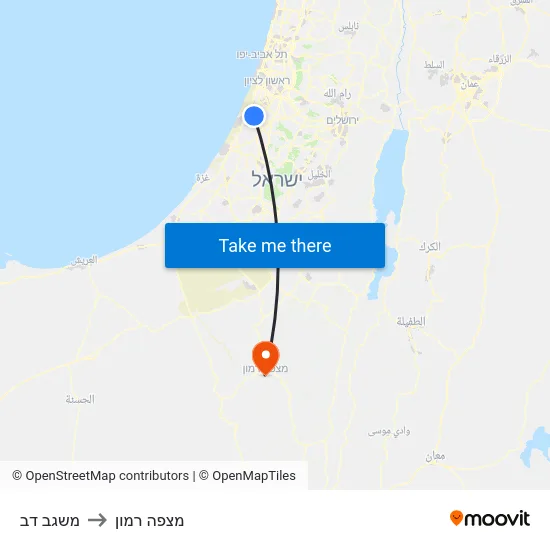 משגב דב to מצפה רמון map