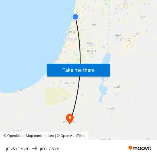משמר השרון to מצפה רמון map
