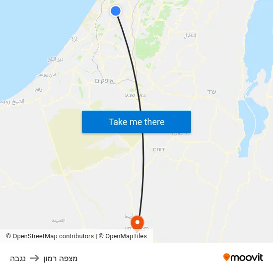 נגבה to מצפה רמון map
