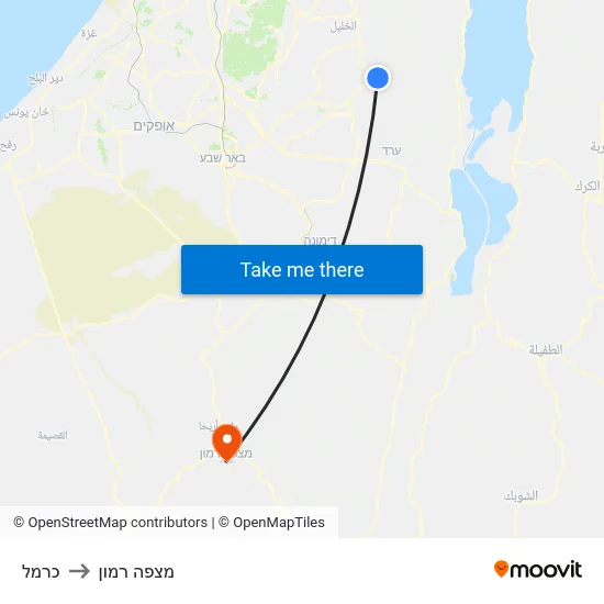 כרמל to מצפה רמון map