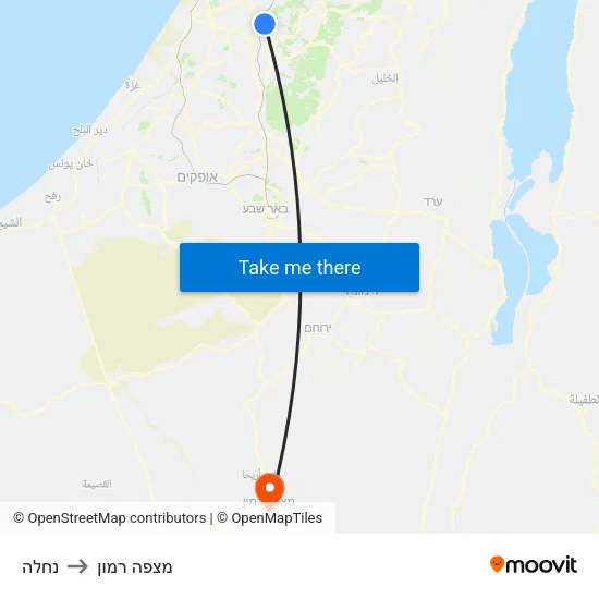 נחלה to מצפה רמון map