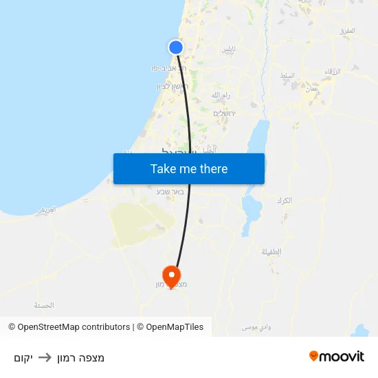 יקום to מצפה רמון map