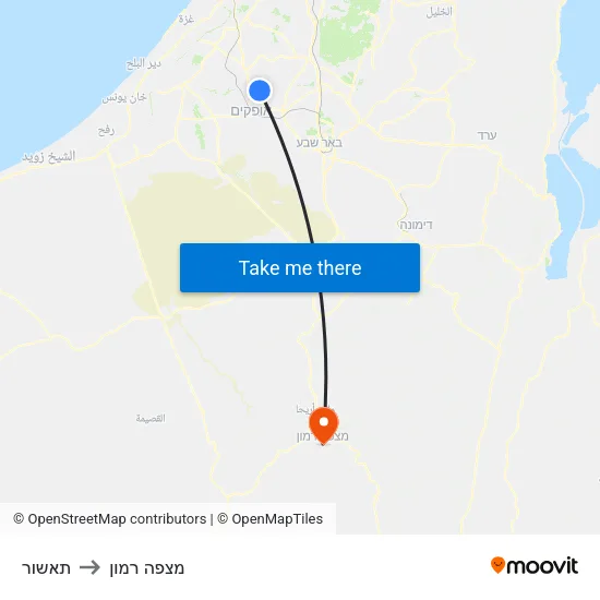 תאשור to מצפה רמון map