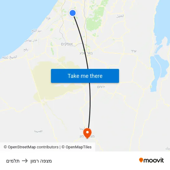 תלמים to מצפה רמון map