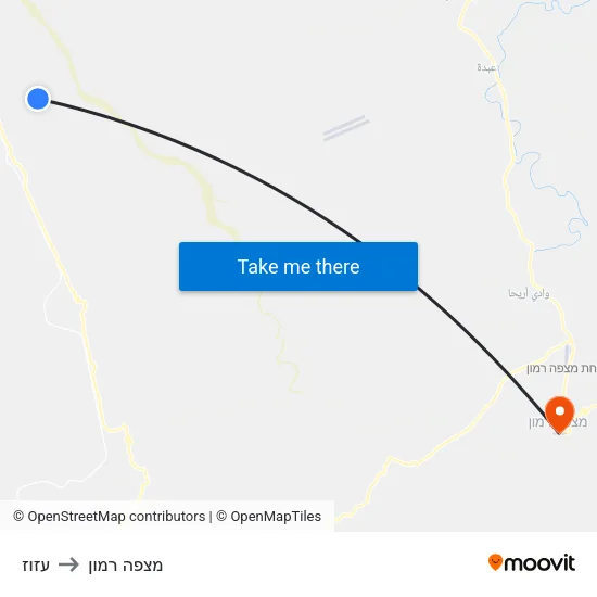 עזוז to מצפה רמון map