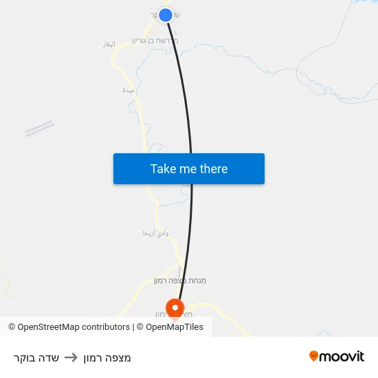 שדה בוקר to מצפה רמון map