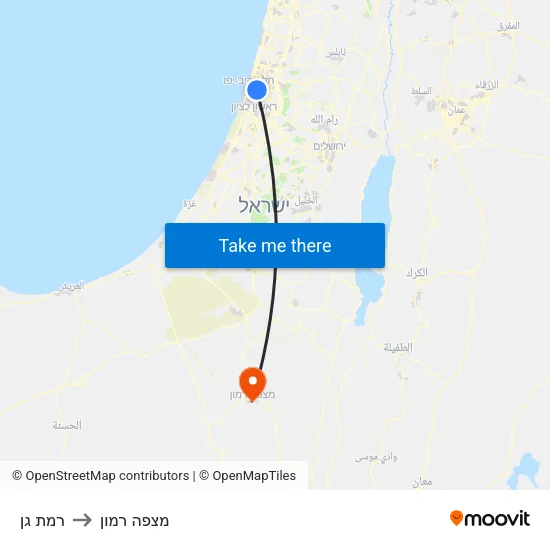 רמת גן to מצפה רמון map