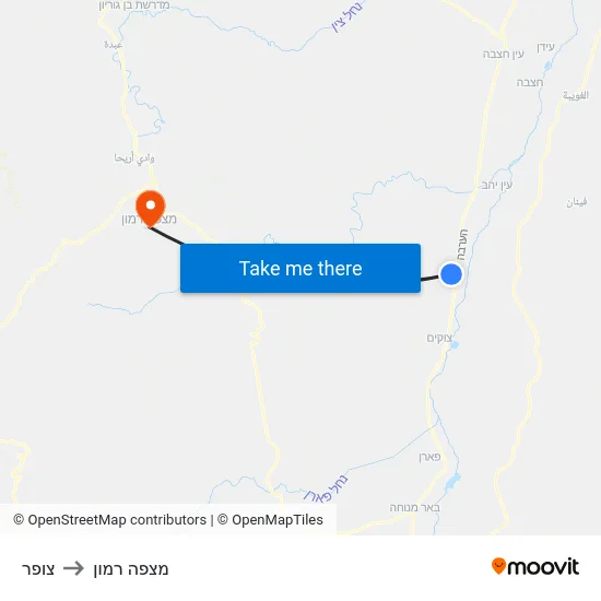 צופר to מצפה רמון map