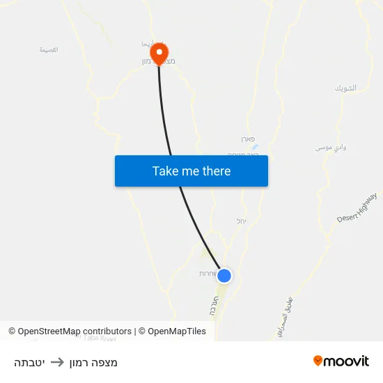 יטבתה to מצפה רמון map