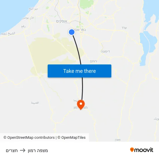 חצרים to מצפה רמון map