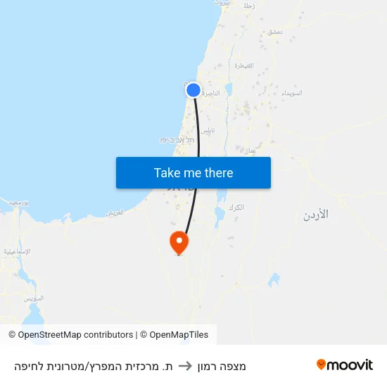 ת. מרכזית המפרץ/מטרונית לחיפה to מצפה רמון map