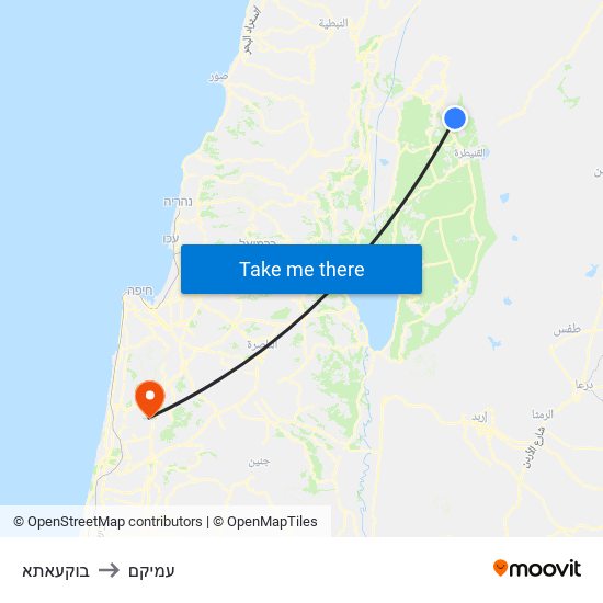 בוקעאתא to עמיקם map