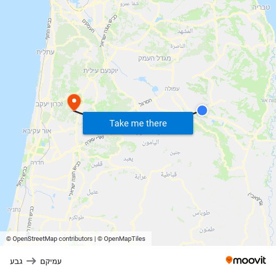 גבע to עמיקם map