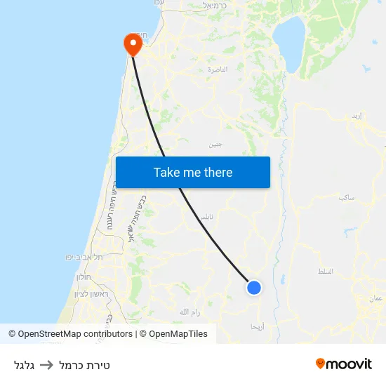 גלגל to טירת כרמל map