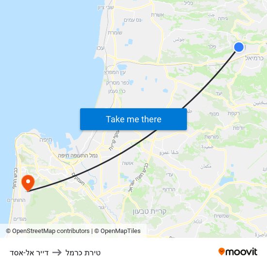 דייר אל-אסד to טירת כרמל map