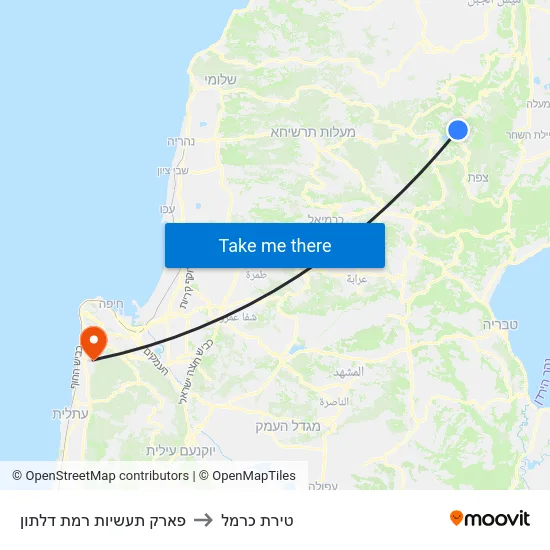 פארק תעשיות רמת דלתון to טירת כרמל map