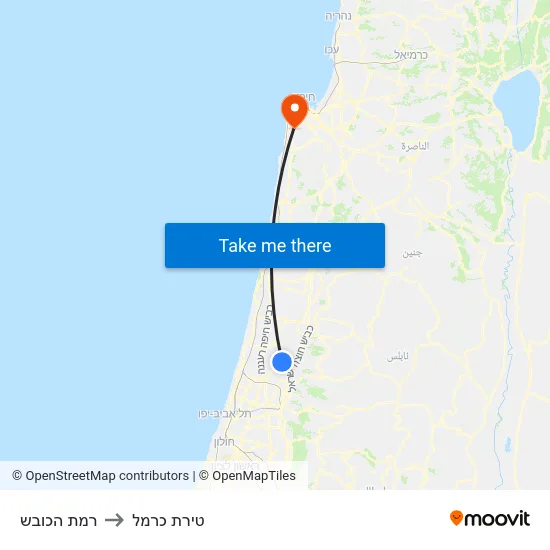 רמת הכובש to טירת כרמל map