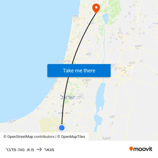 מ.א. נווה מדבר to מגאר map