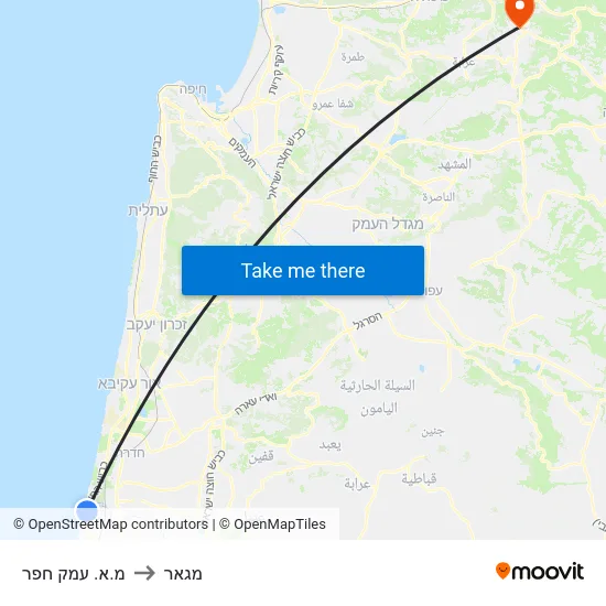 מ.א. עמק חפר to מגאר map