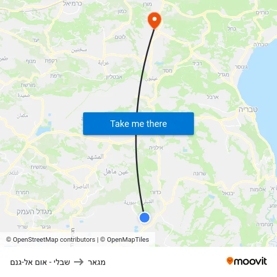 שבלי - אום אל-גנם to מגאר map