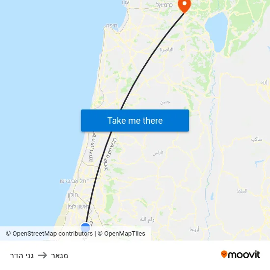 גני הדר to מגאר map