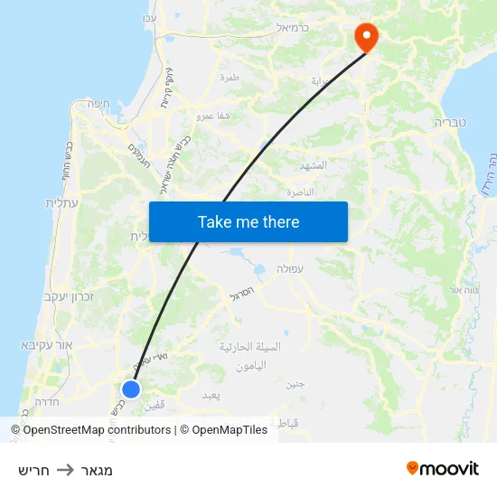 חריש to מגאר map