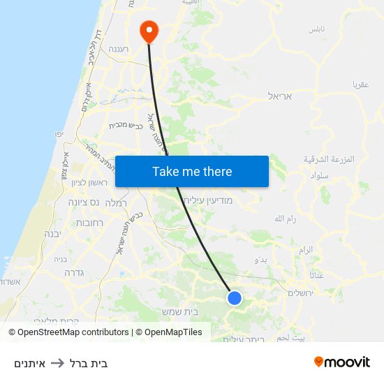 איתנים to בית ברל map