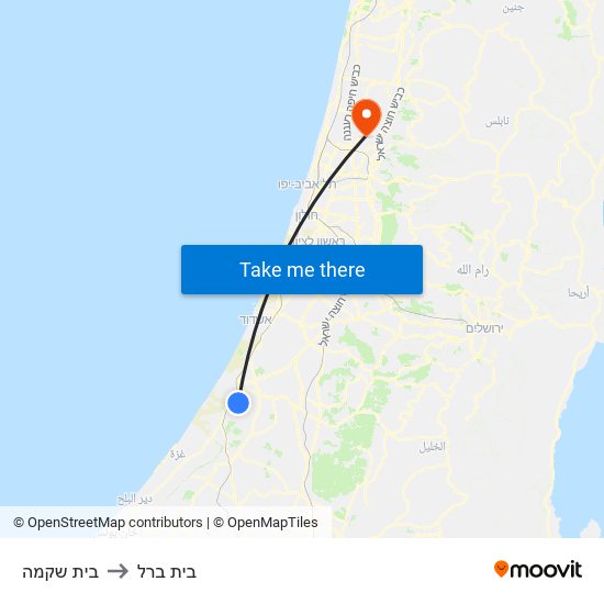 בית שקמה to בית ברל map