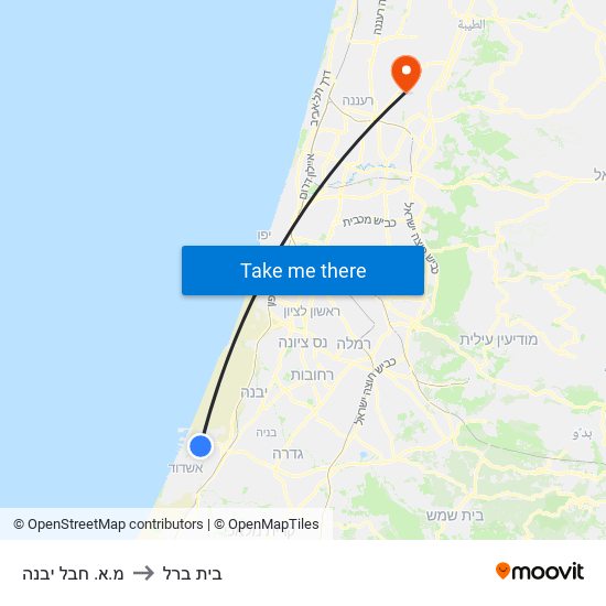 מ.א. חבל יבנה to בית ברל map