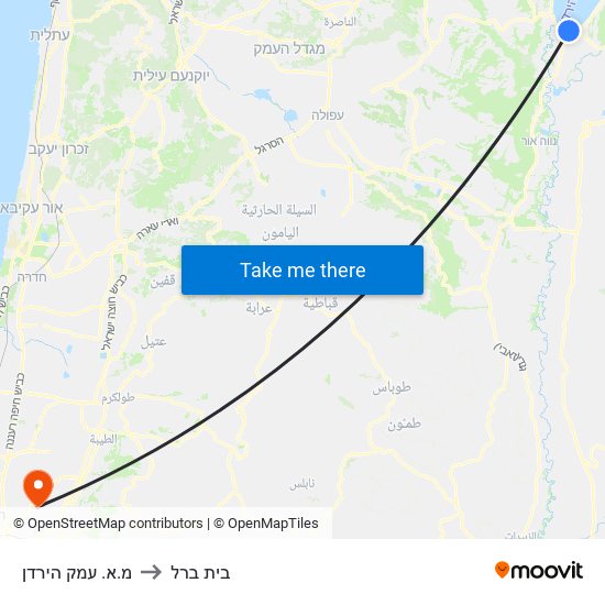 מ.א. עמק הירדן to בית ברל map