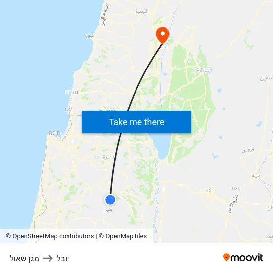 מגן שאול to יובל map